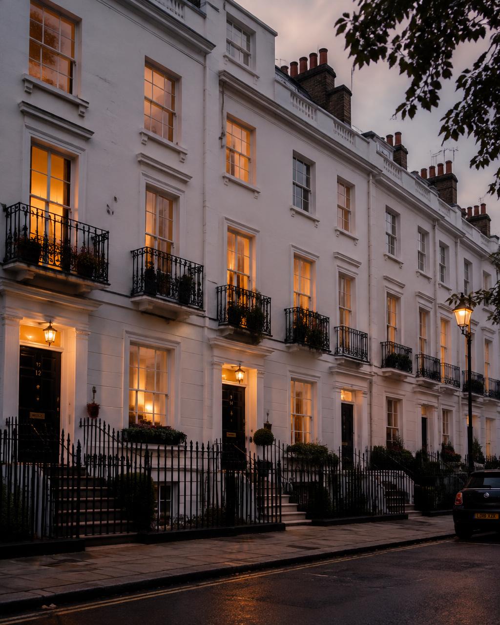 London street with period townhouses